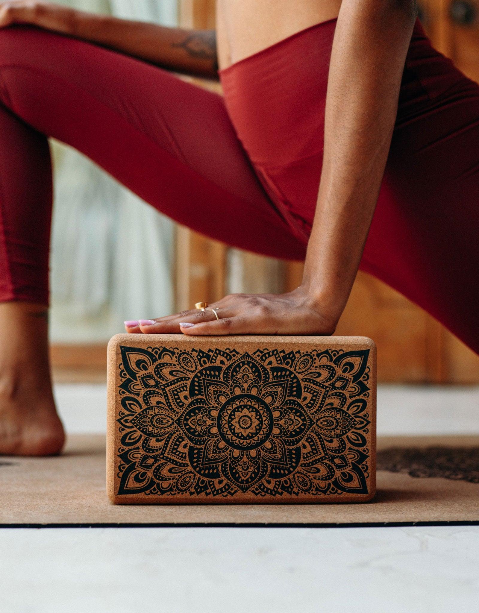 Cork Yoga Block - Mandala Black - To elevate your experience and improve your alignment - Yoga Design Lab 