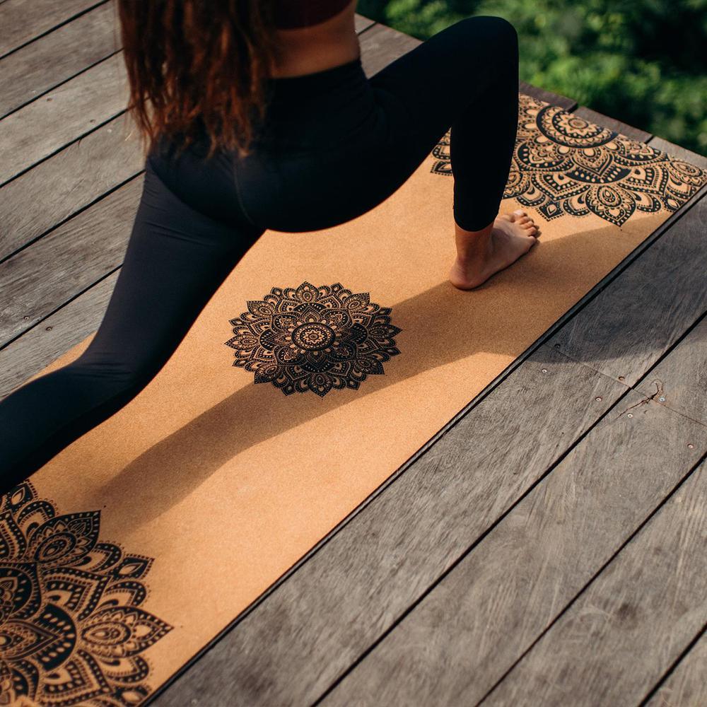 Cork Yoga Mat - Mandala Black - Yoga Design Lab 