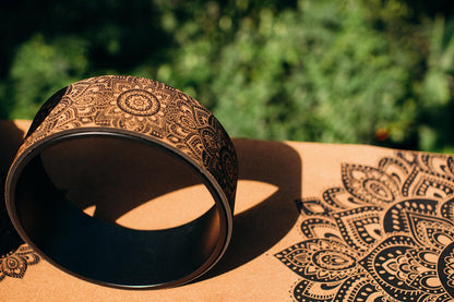 Cork Yoga Wheel - Mandala Black - Yoga Design Lab 