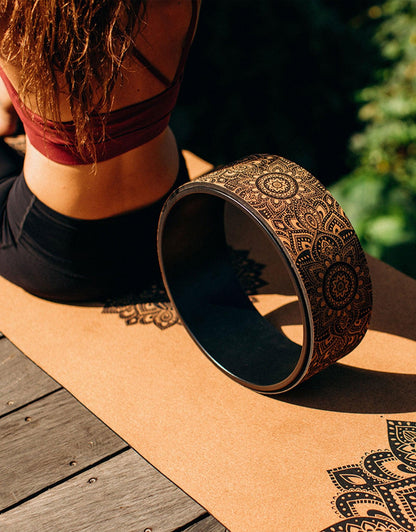 Cork Yoga Wheel - Mandala Black - Yoga Design Lab 