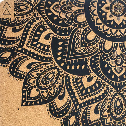 Travel Cork Yoga Mat - Mandala Black - Yoga Design Lab 