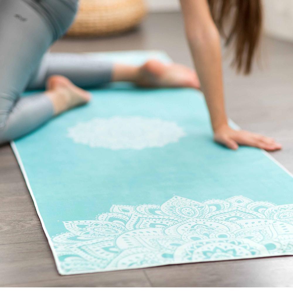 Yoga Mat Towel - Mandala Turquoise - Ultra-Grippy, Moisture Absorbing & Quick-Dry - Yoga Design Lab 